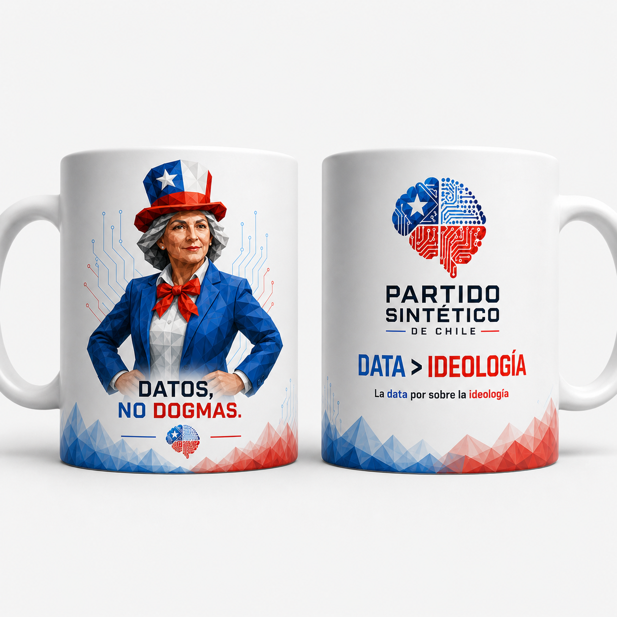 Taza · Datos, no dogmas — Data > Ideología. Edición Partido Sintético de Chile.